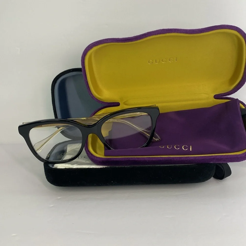 Gucci Seasonal-Icon GG0566O 001 Eyeglasses unisex Black/Crystal 52-18-140mm